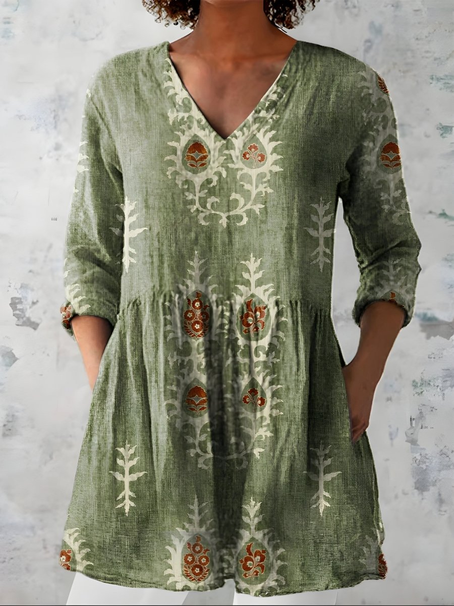 EVERLY | Long blouse with V-neck - Liora Melbourne