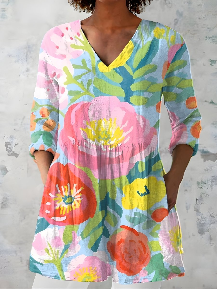 VALERIE | Long blouse with V-neck - Liora Melbourne