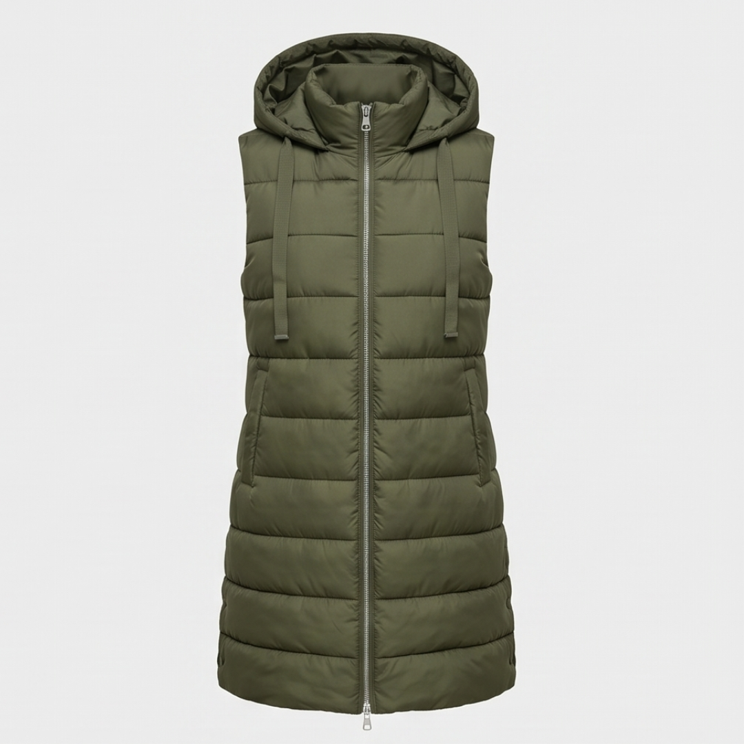 HARPER | Longline puffer vest with hood