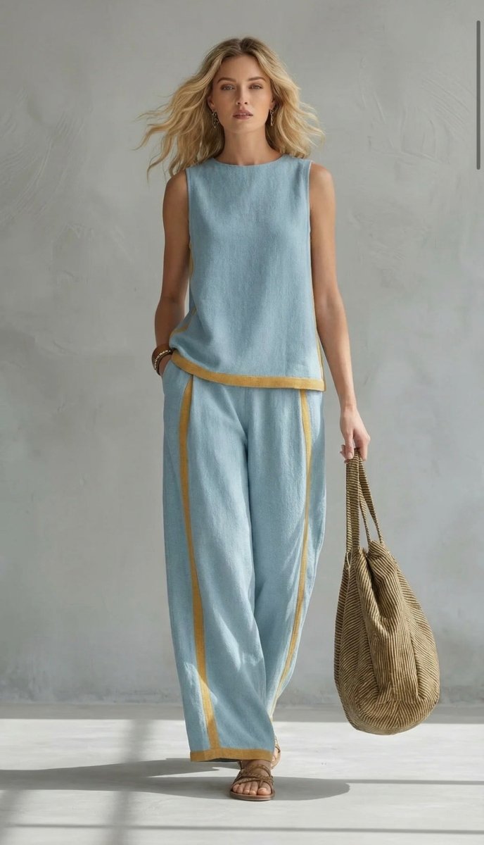 LESLIE | Linen set with wide-leg pants - Liora Melbourne