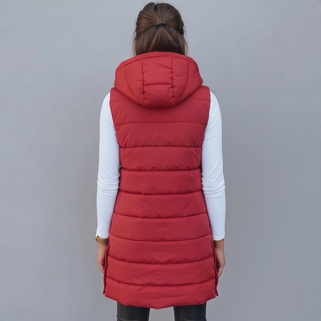 HARPER | Longline puffer vest with hood