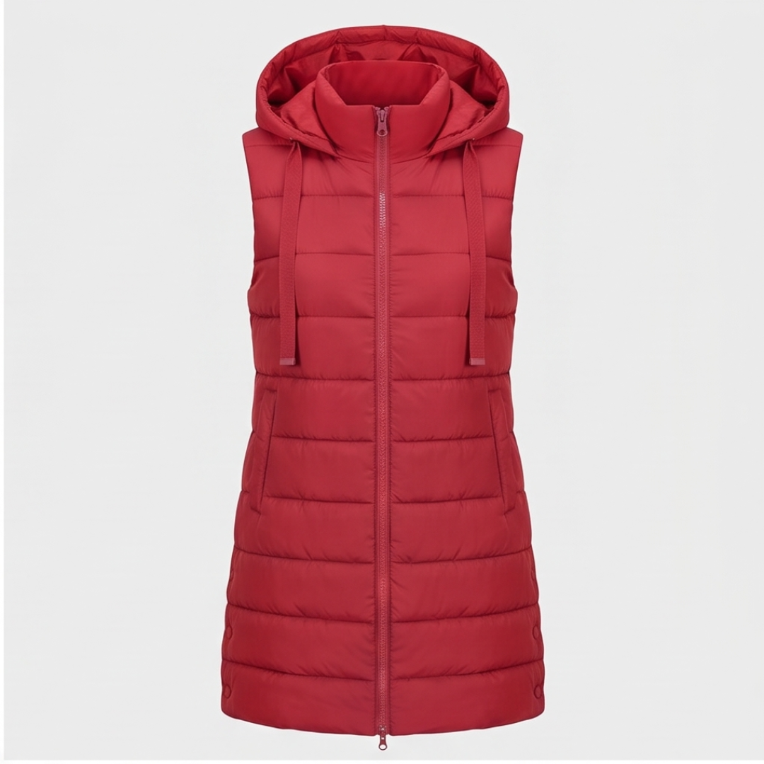 HARPER | Longline puffer vest with hood