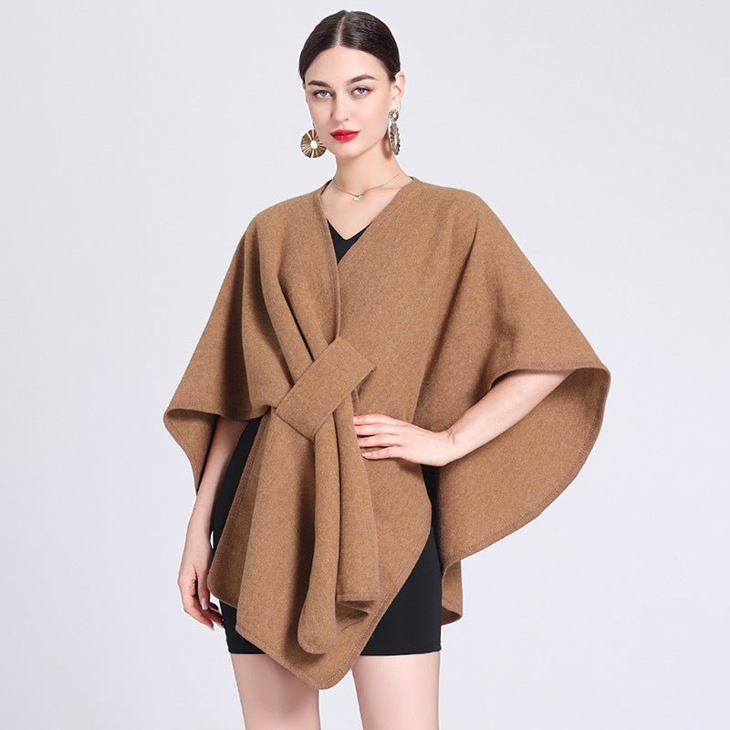 MARINA | Caped fleece shawl with open front - Liora Melbourne