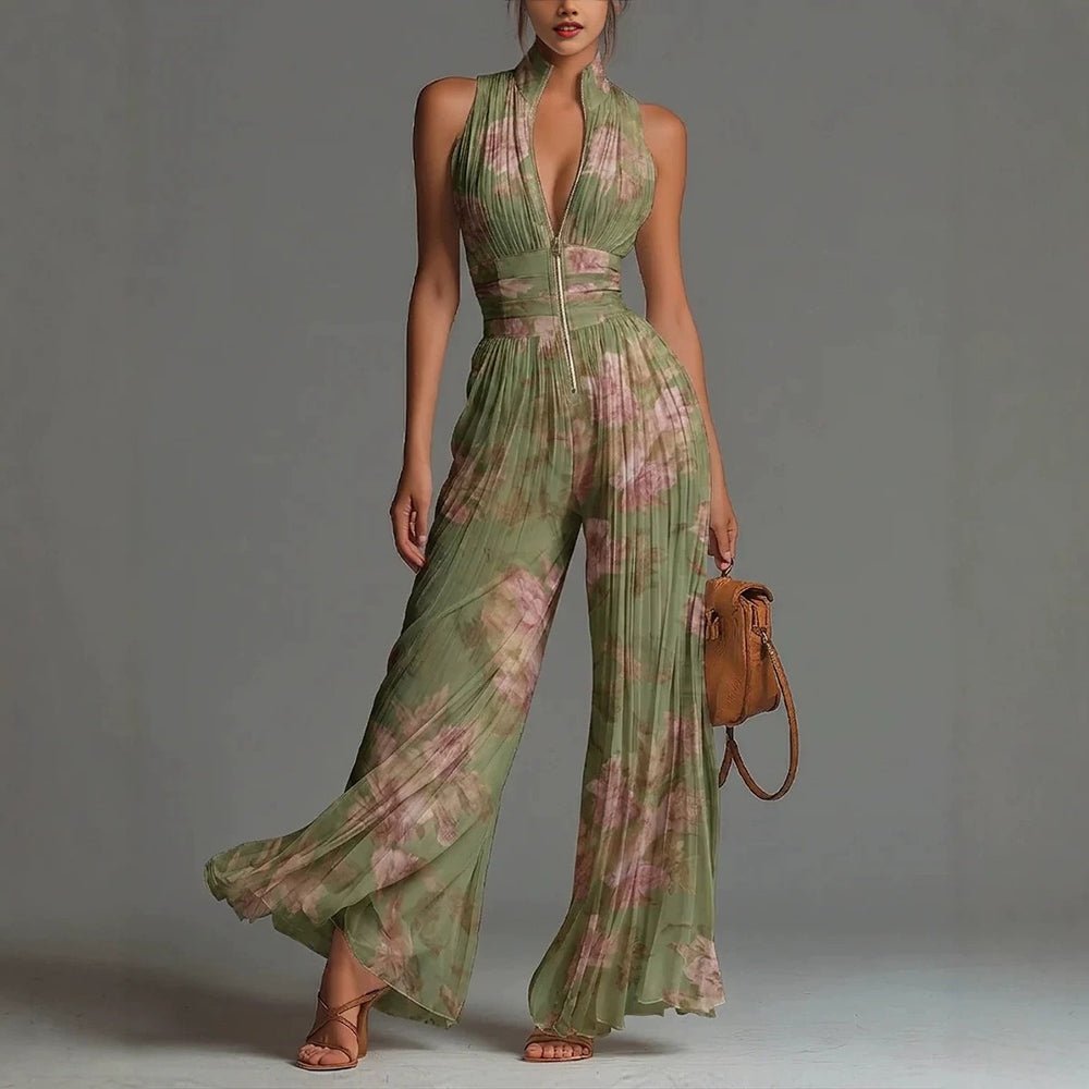 SOFIA | Jumpsuit with wide-leg pleated trousers - Liora Melbourne
