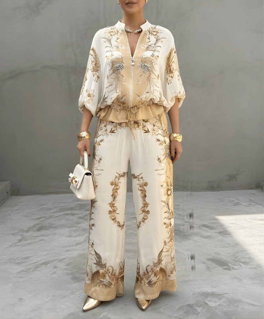 LEILA | Two-piece set with wide-leg trousers - Liora Melbourne