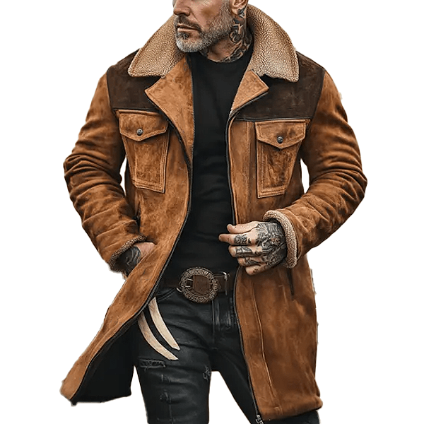 ASHER | Mid-length coat with suede panels - Liora Melbourne