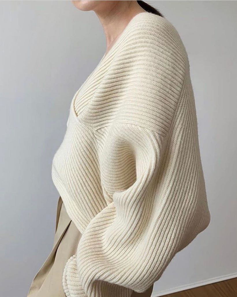 DIANA | Knit jumper with cross-over neckline - Liora Melbourne