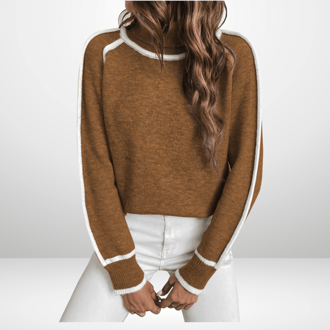 FREYA | Polo-neck jumper with ribbed finish - Liora Melbourne