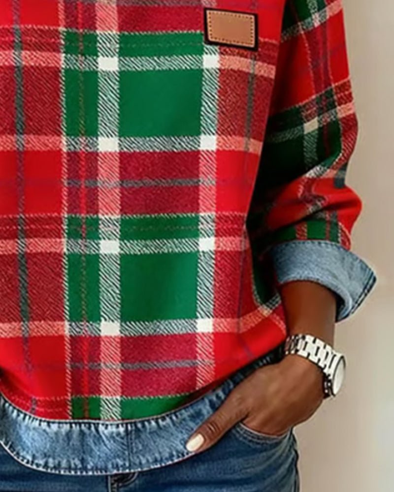 LALUNA | Checked jumper with denim details - Liora Melbourne