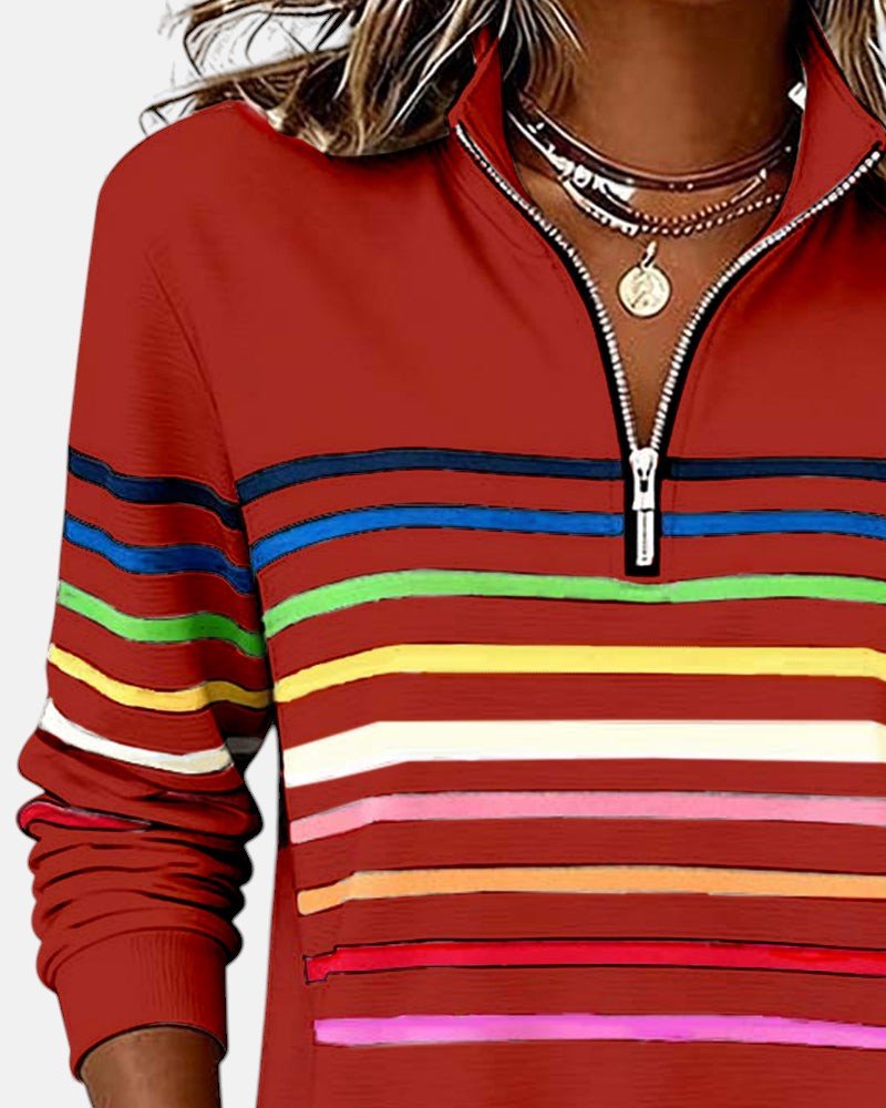 WREN | Zip sweatshirt with rainbow stripes - Liora Melbourne