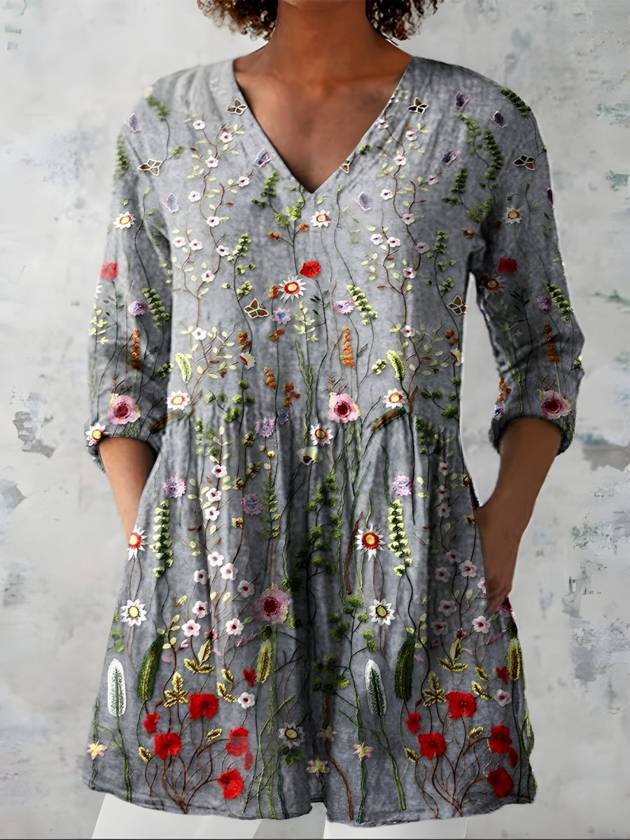 AUDREY | Long blouse with V-neck - Liora Melbourne