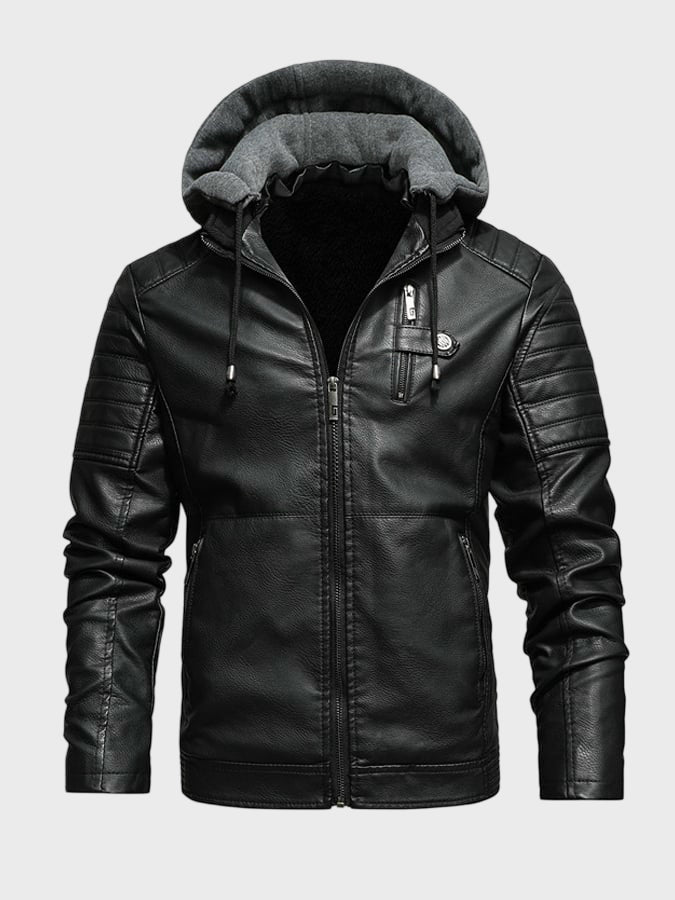 JASPER | Hooded jacket with faux leather detail - Liora Melbourne
