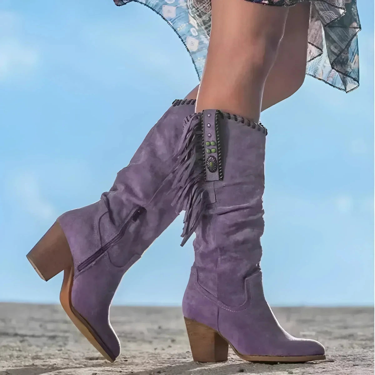 YASMIN | Leather boots with fringe detail - Liora Melbourne