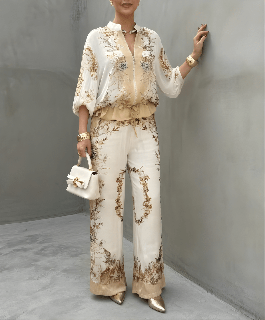 LEILA | Two-piece set with wide-leg trousers - Liora Melbourne