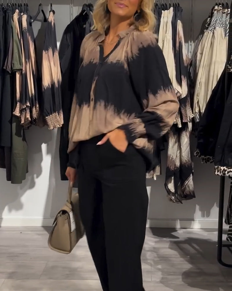 JAMIE | Blouse with colourblock V-neck - Liora Melbourne