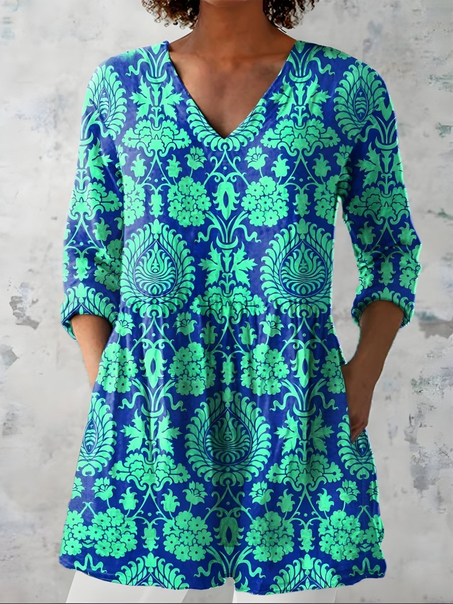 MARLEE | Long blouse with V-neck - Liora Melbourne