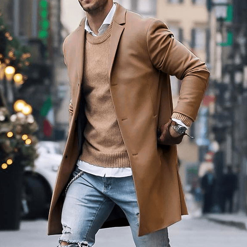 ADRIAN | Mid-length coat with notch lapel - Liora Melbourne