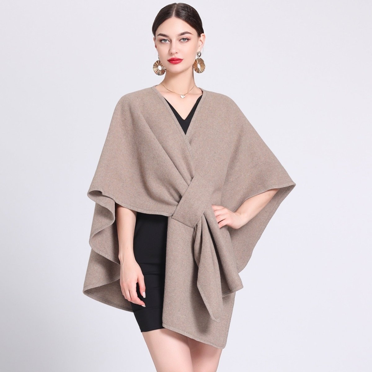 MARINA | Caped fleece shawl with open front - Liora Melbourne