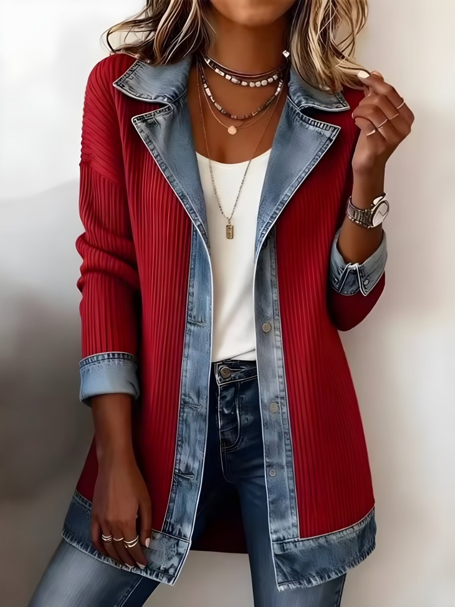 LUNA | Coat with denim lapel - Liora Melbourne