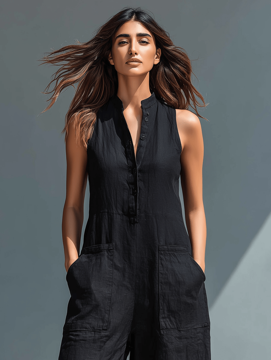 MORGAN | Sleeveless jumpsuit with high collar - Liora Melbourne