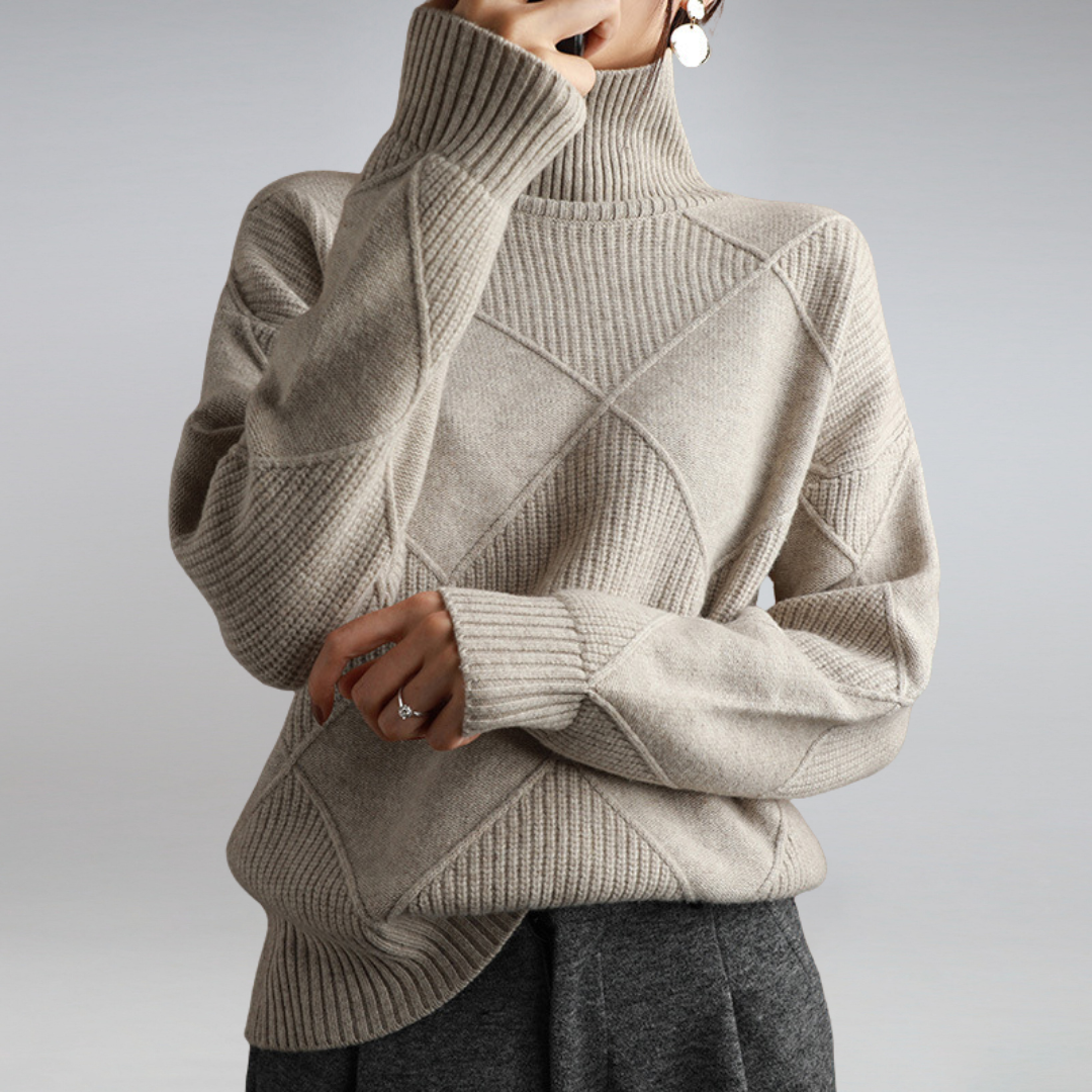 HOLLY | Polo neck jumper with ribbed collar - Liora Melbourne