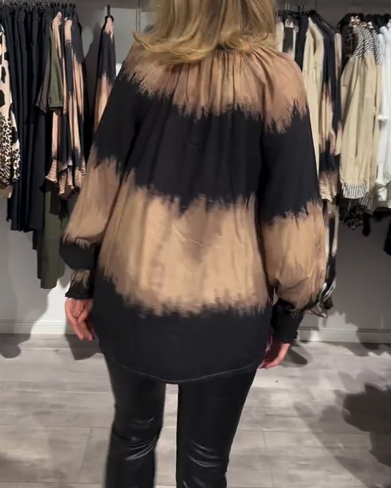 JAMIE | Blouse with colourblock V-neck - Liora Melbourne