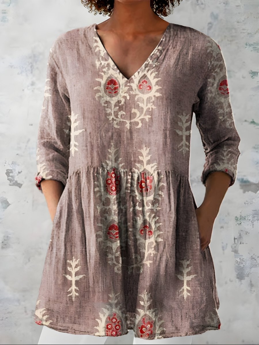 EVERLY | Long blouse with V-neck - Liora Melbourne