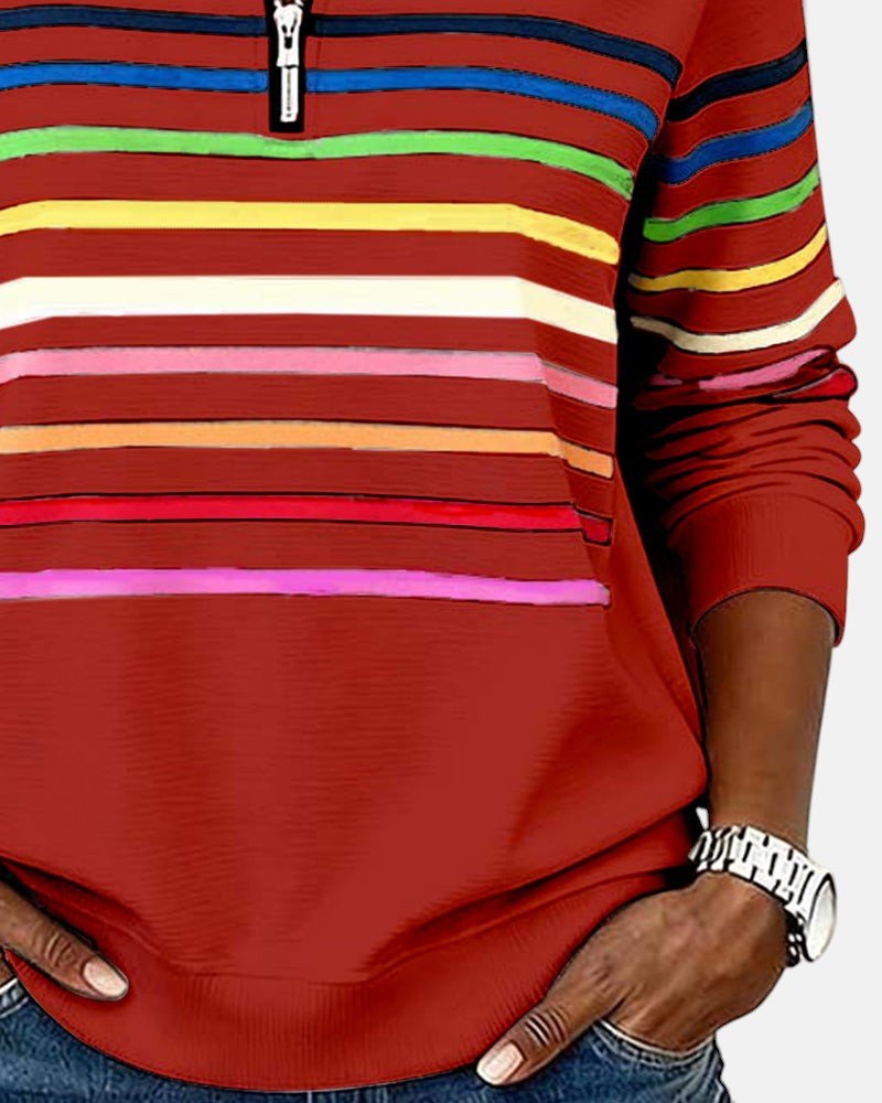 WREN | Zip sweatshirt with rainbow stripes - Liora Melbourne