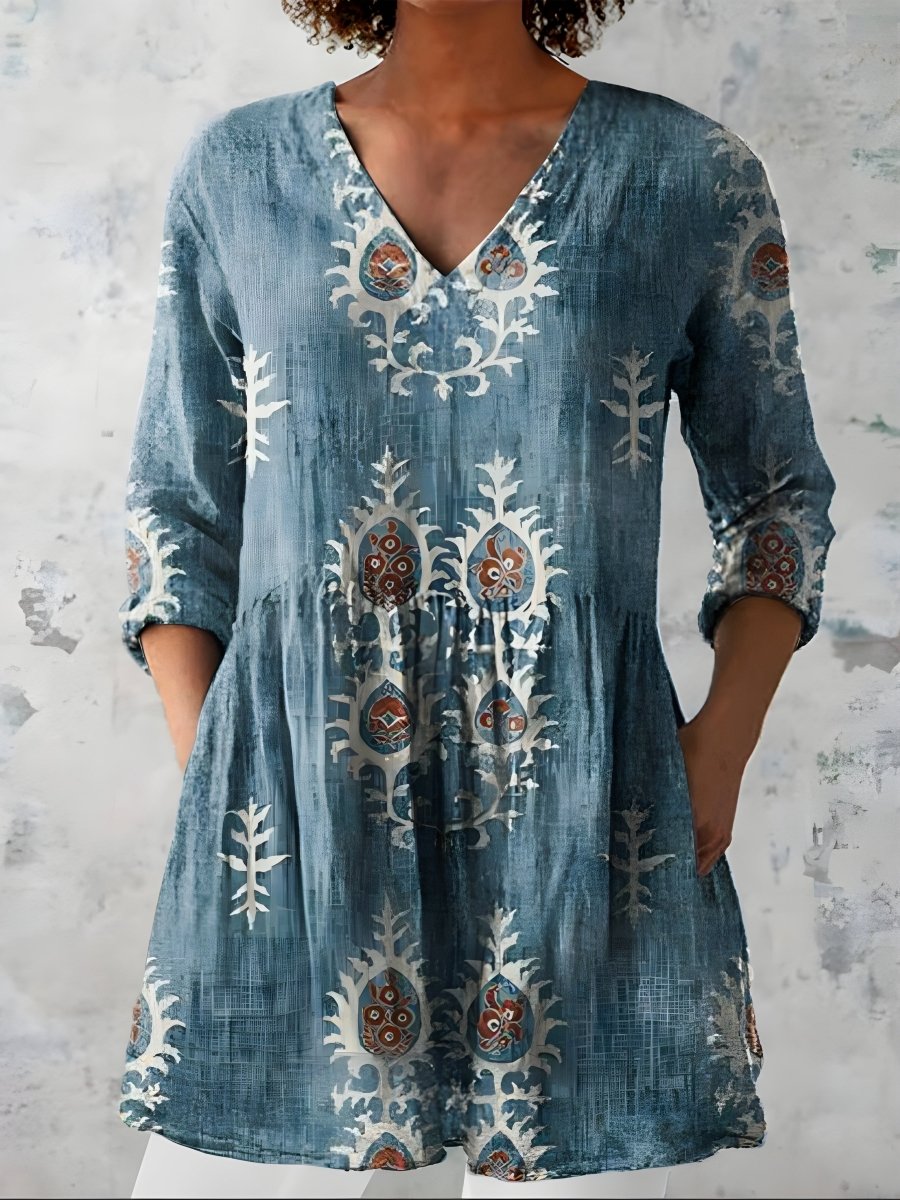 EVERLY | Long blouse with V-neck - Liora Melbourne