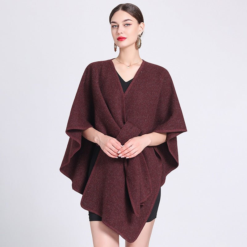 MARINA | Caped fleece shawl with open front - Liora Melbourne