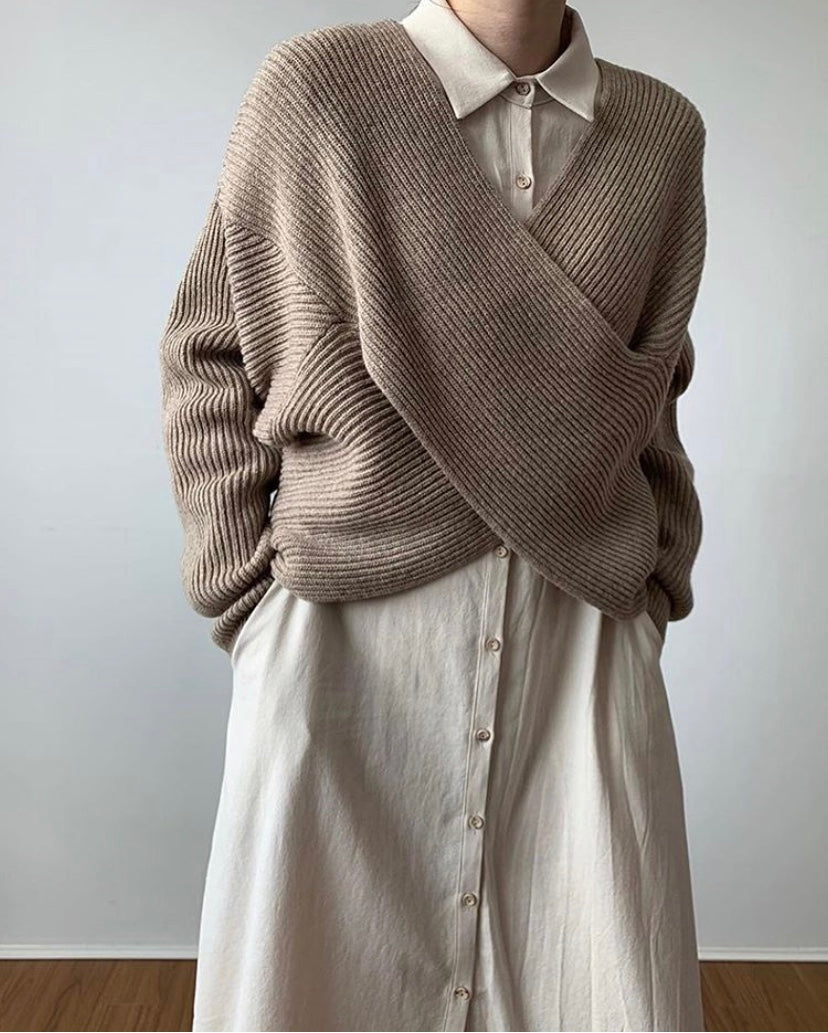 DIANA | Knit jumper with cross-over neckline - Liora Melbourne
