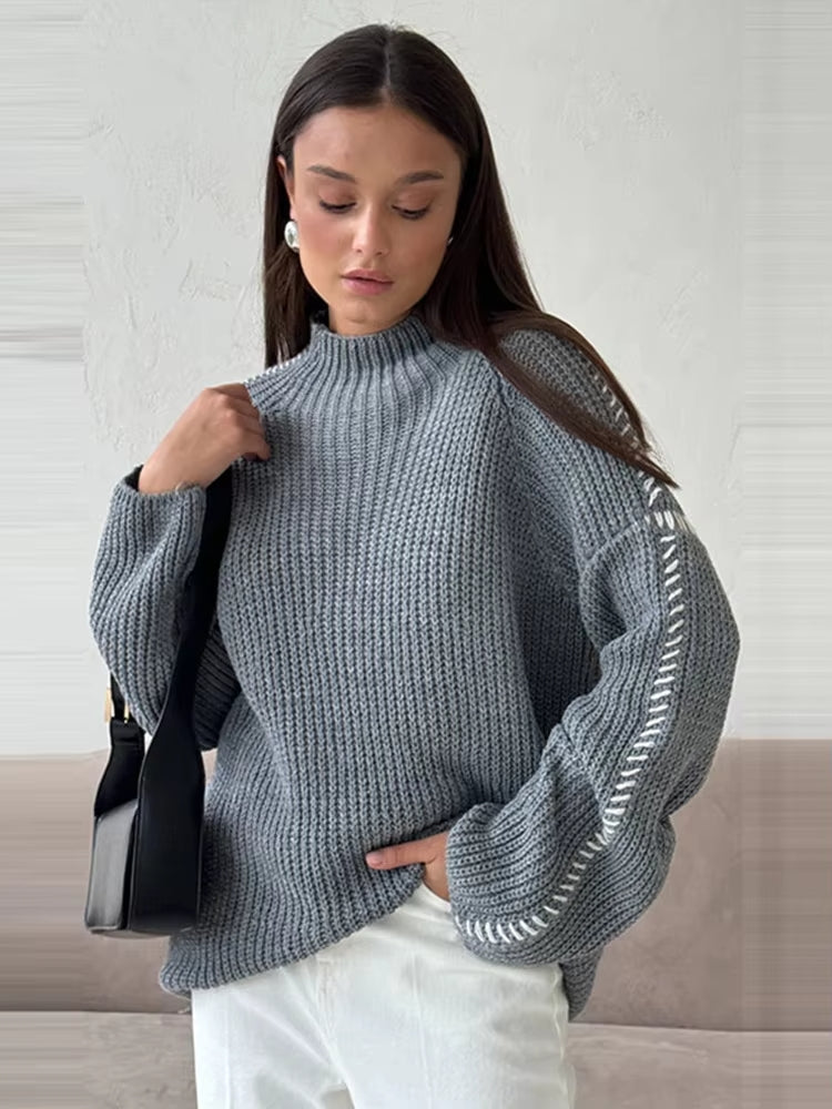 DAISY | Oversized jumper with blanket stitch detail - Liora Melbourne