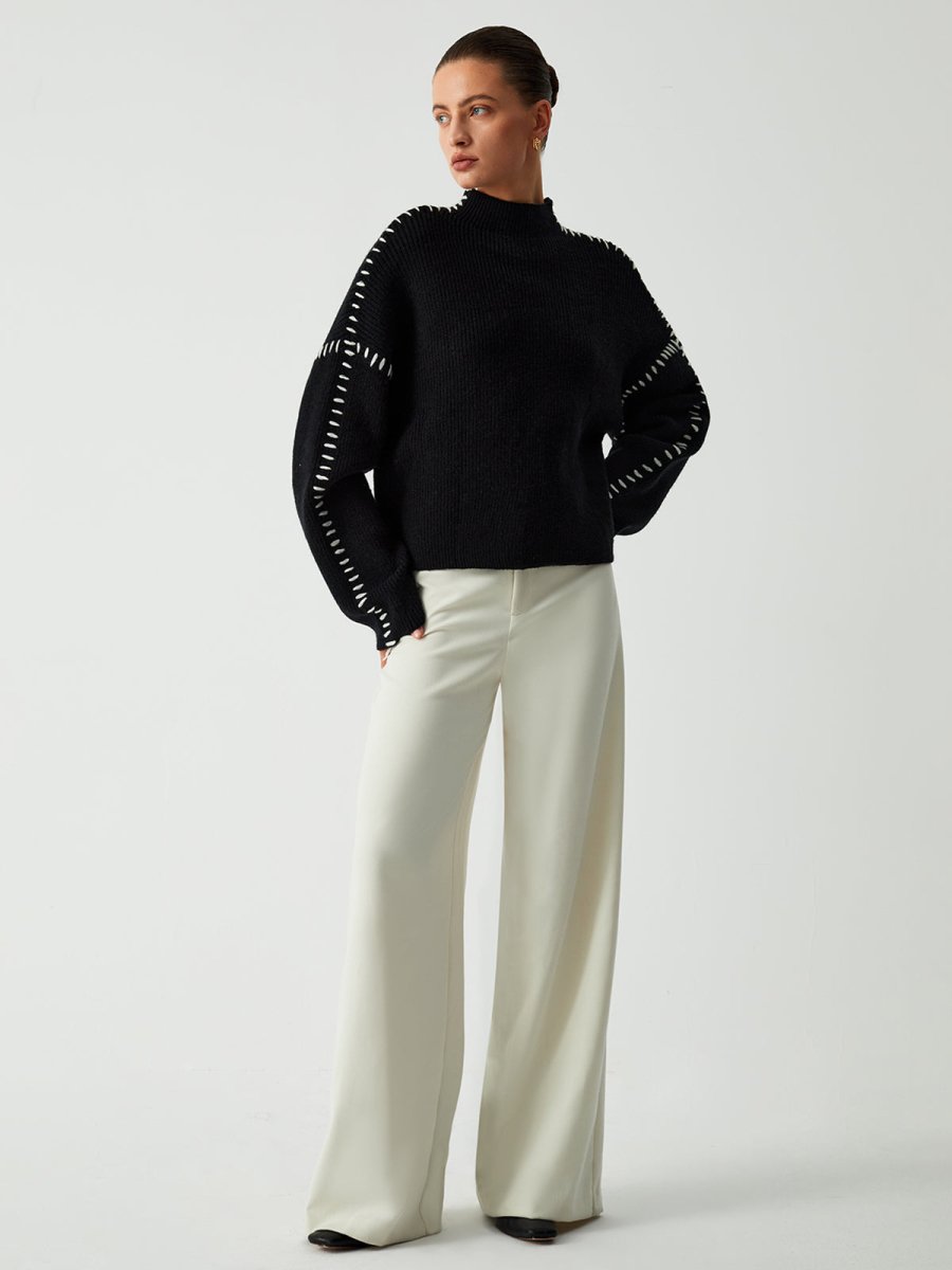 DAISY | Oversized jumper with blanket stitch detail - Liora Melbourne