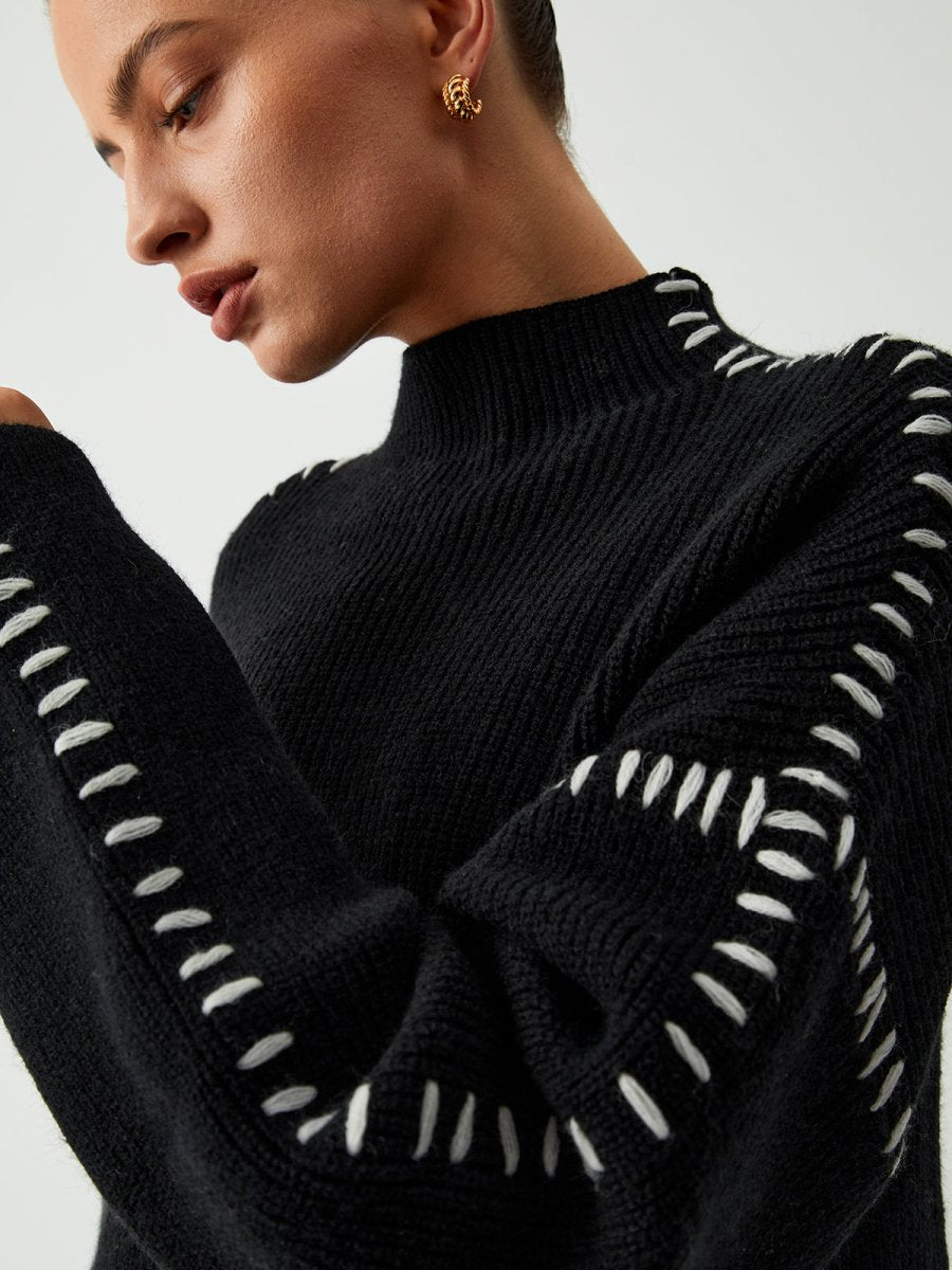 DAISY | Oversized jumper with blanket stitch detail - Liora Melbourne