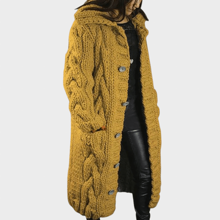 KARINA | Longline coat with cable knit - Liora Melbourne