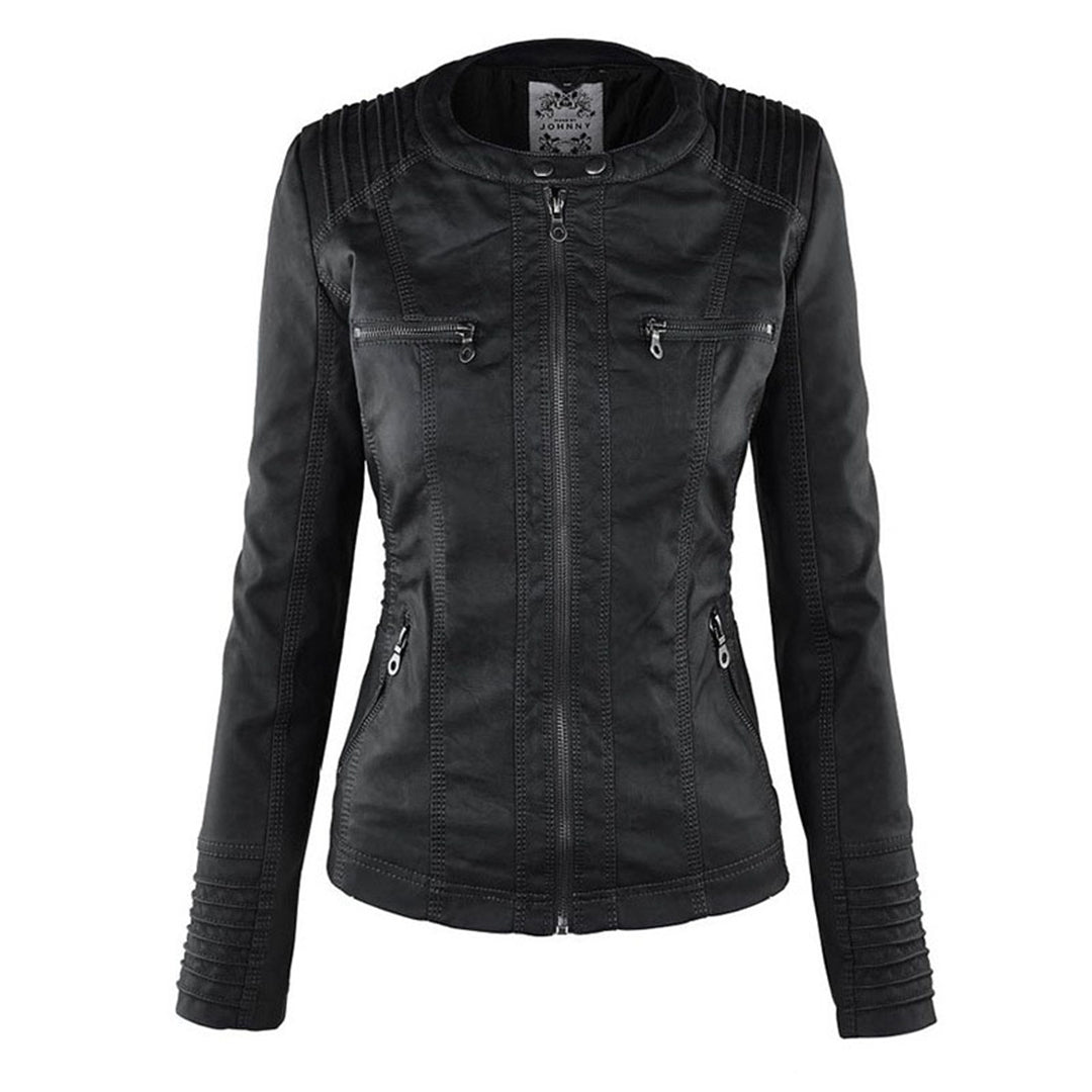 ISLA | Leather jacket with detachable hood - Liora Melbourne