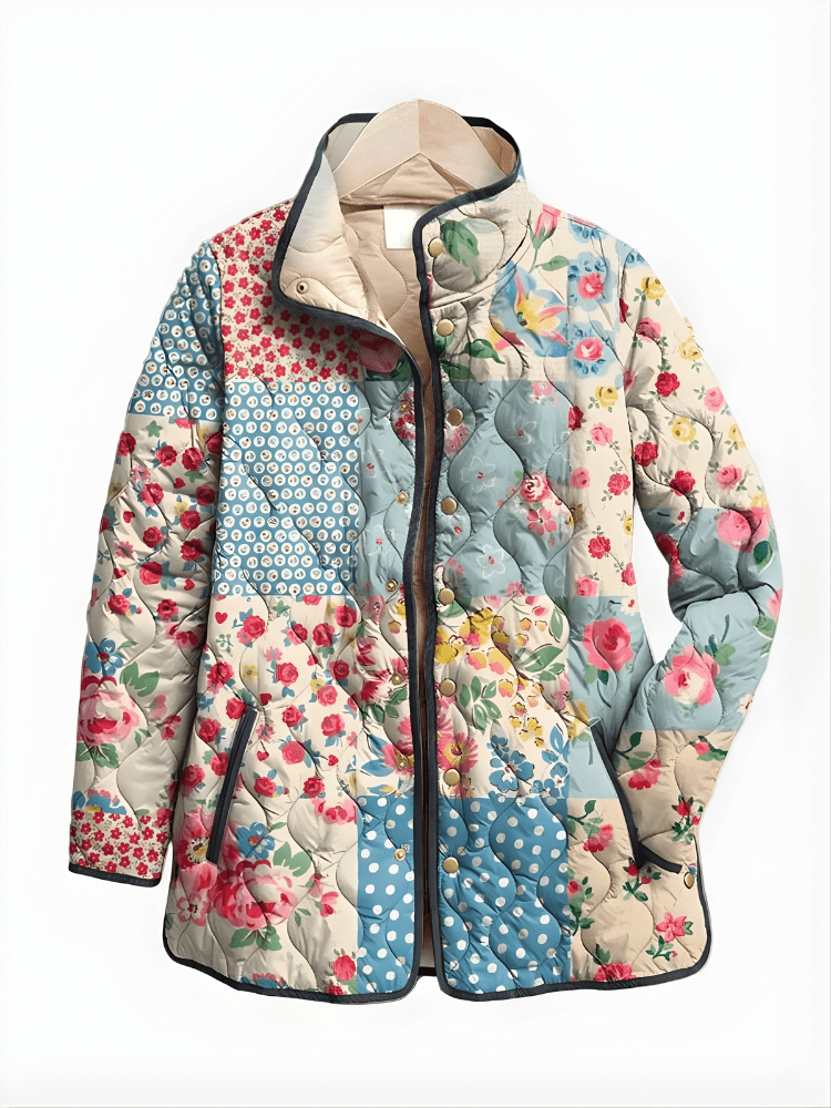 BRYNN | Quilted jacket with floral print - Liora Melbourne