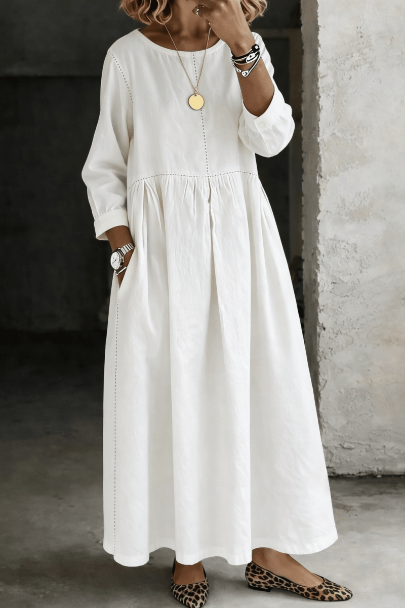MELISSA | Long sleeve dress with denim look - Liora Melbourne