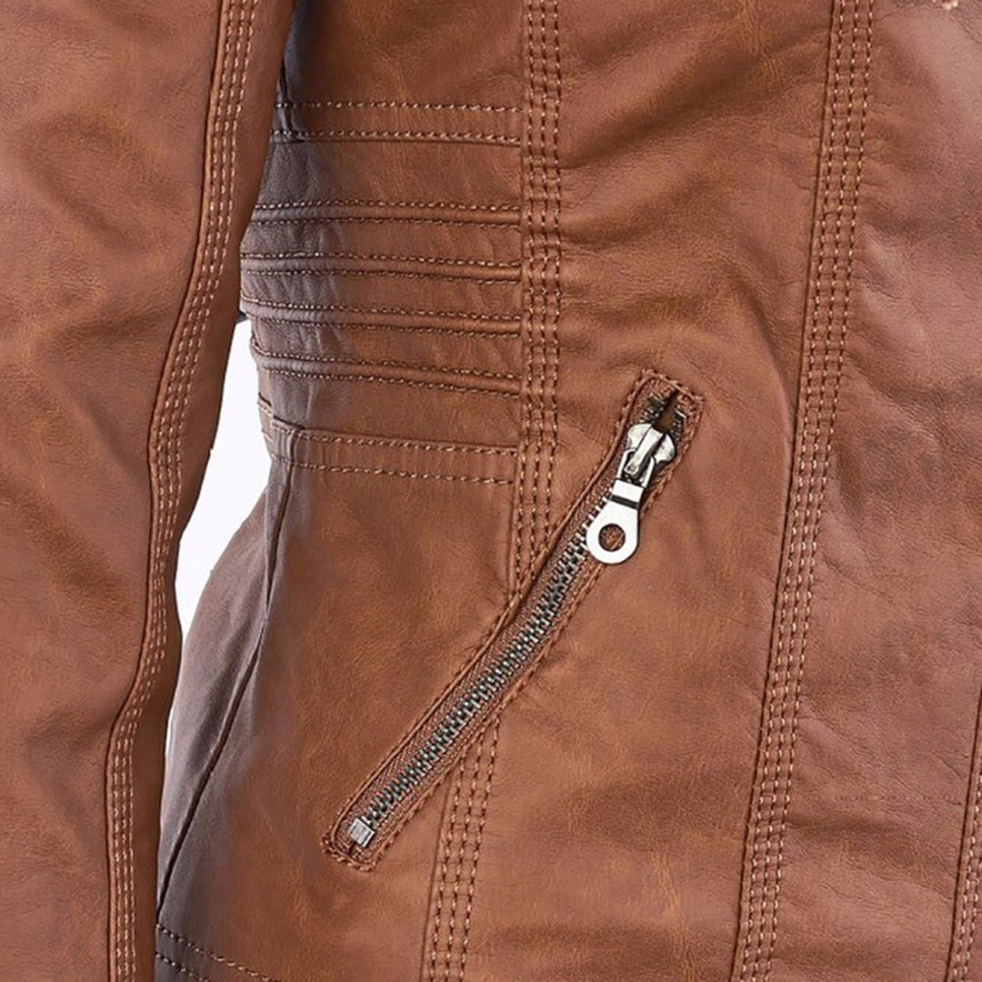 ISLA | Leather jacket with detachable hood - Liora Melbourne