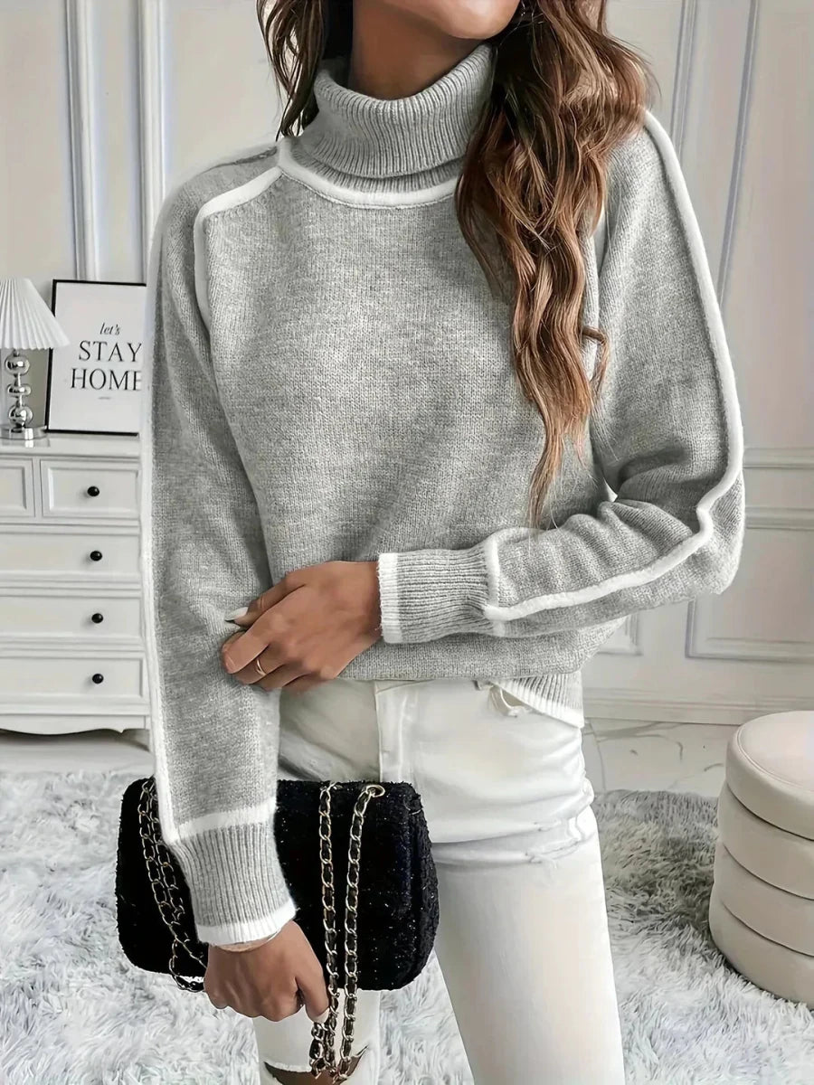 FREYA | Polo-neck jumper with ribbed finish - Liora Melbourne