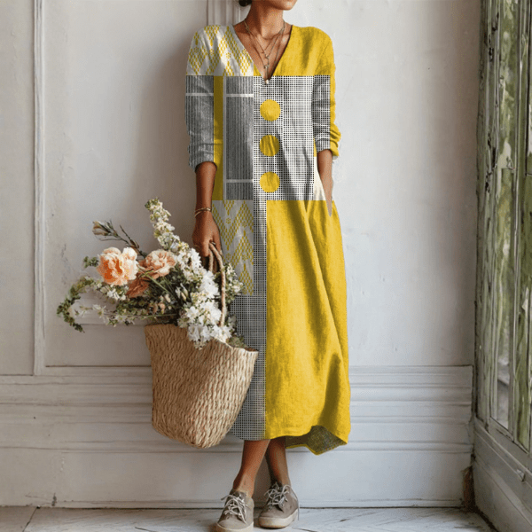 EMMA | Linen dress with abstract print - Liora Melbourne
