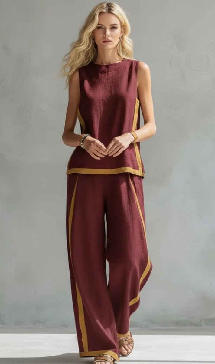 LESLIE | Linen set with wide-leg pants - Liora Melbourne