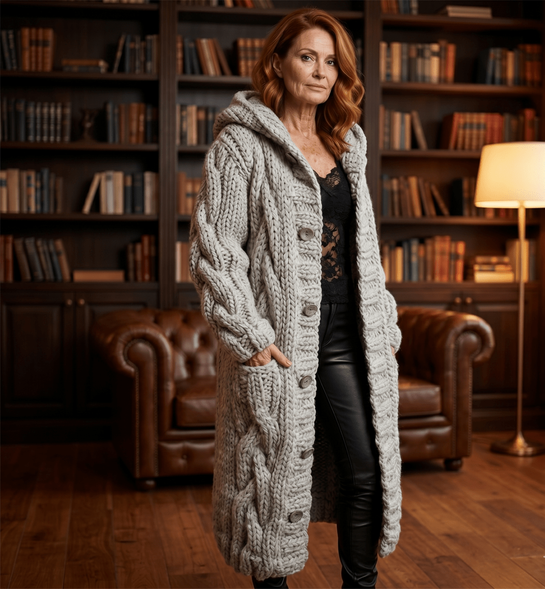 AURORA | Longline coat with cable knit - Liora Melbourne