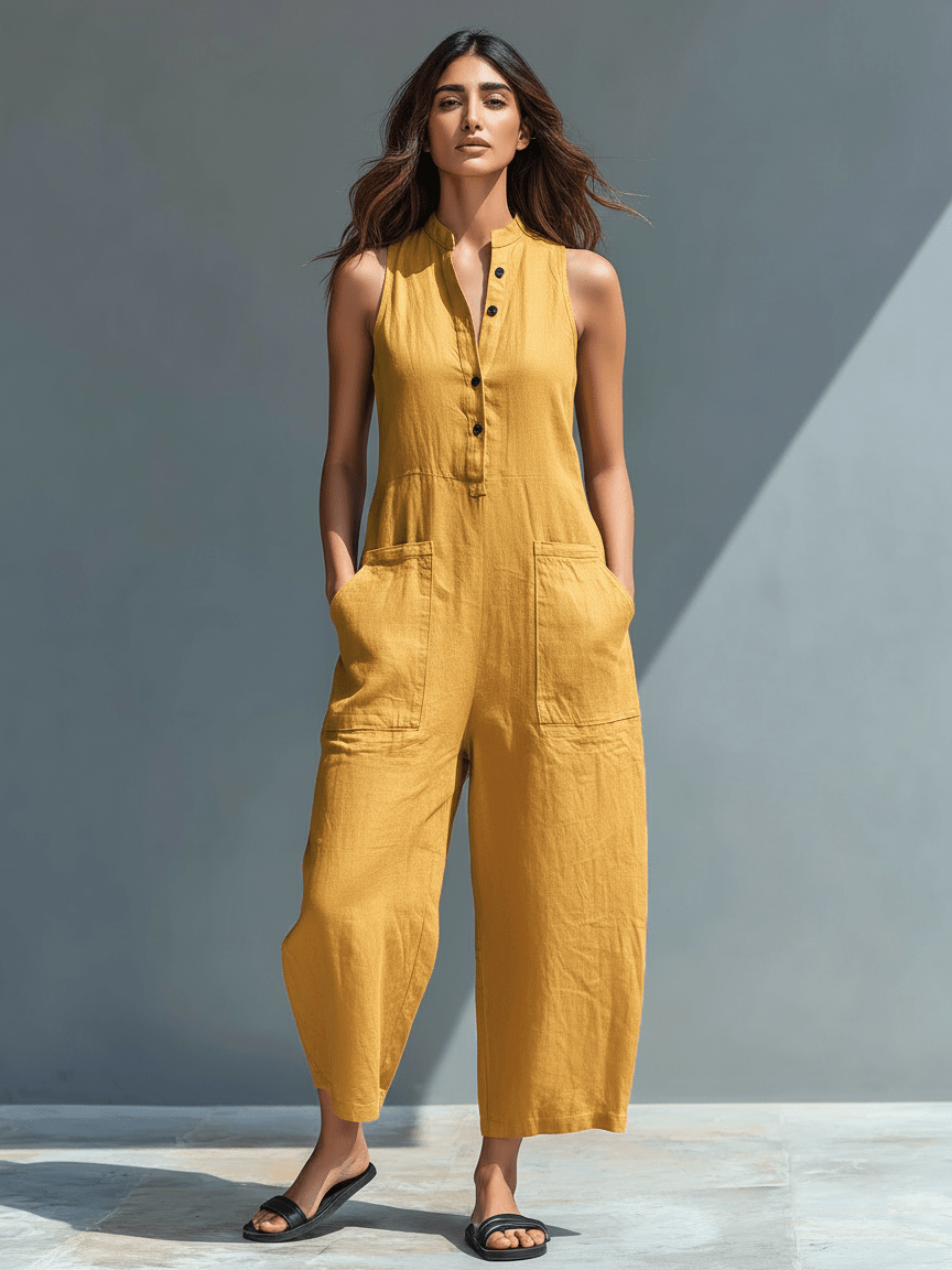 MORGAN | Sleeveless jumpsuit with high collar - Liora Melbourne