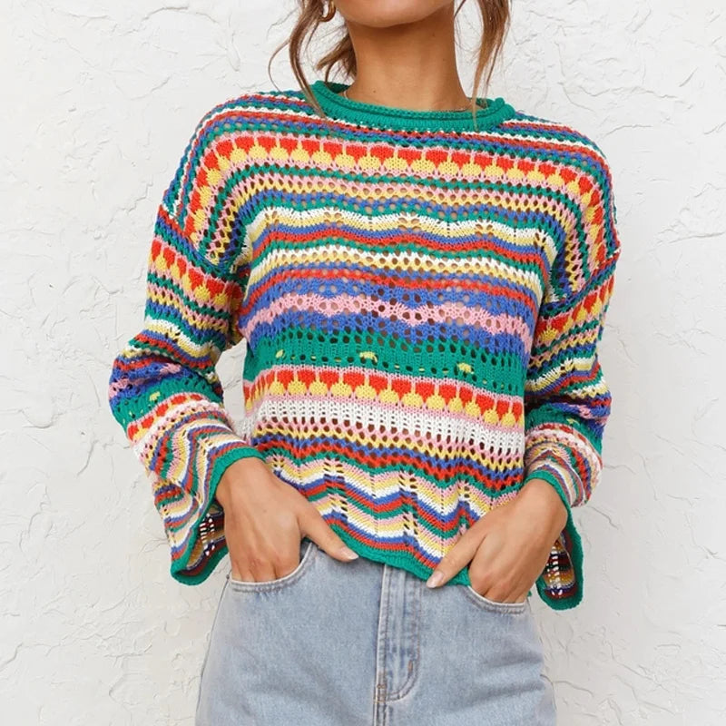 COLORPOP | Knitted jumper with colour-block detail - Liora Melbourne
