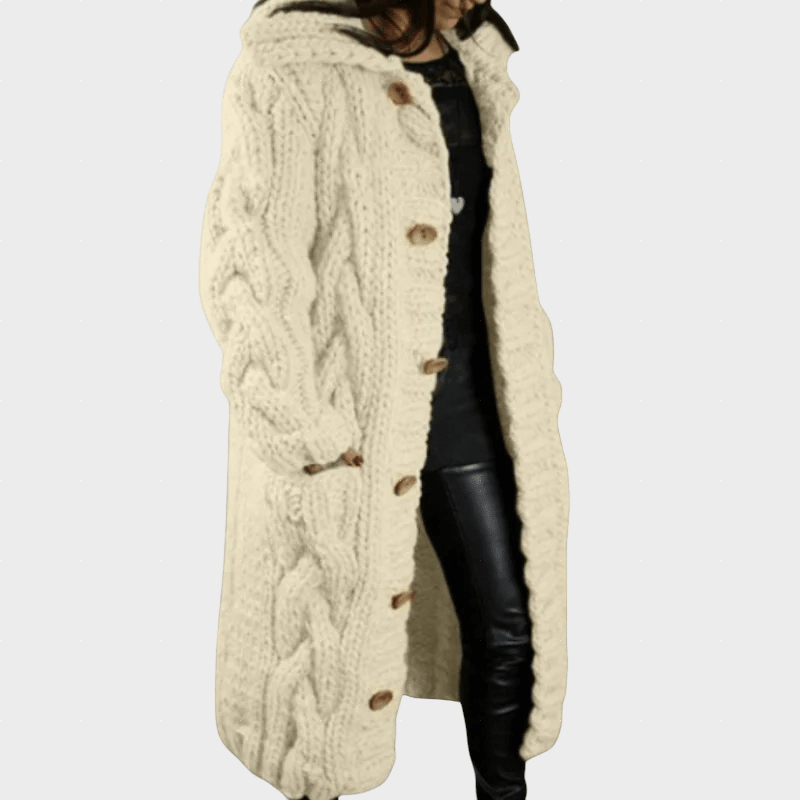 KARINA | Longline coat with cable knit - Liora Melbourne