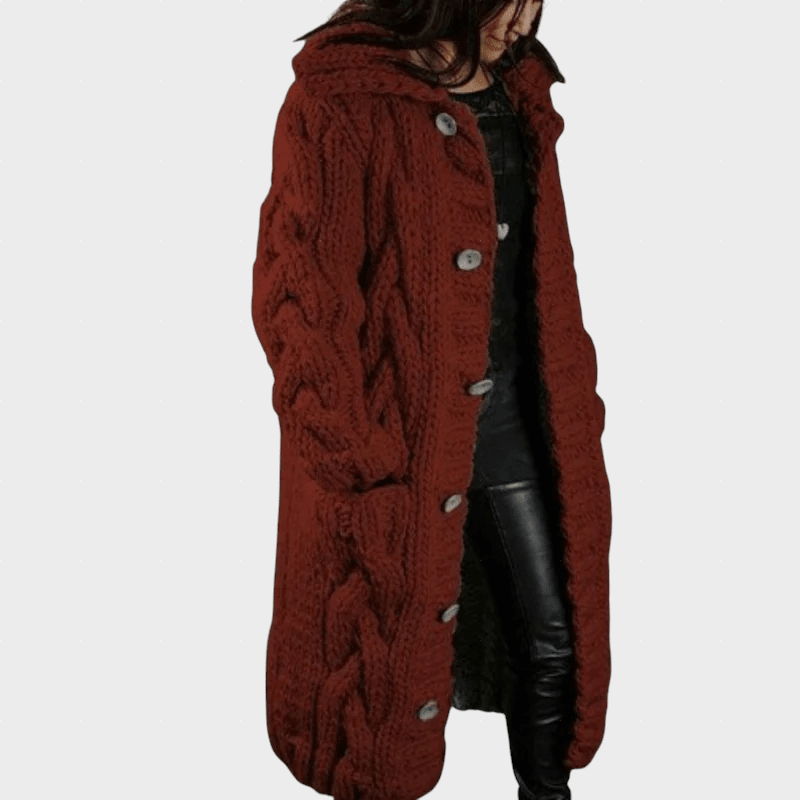 KARINA | Longline coat with cable knit - Liora Melbourne