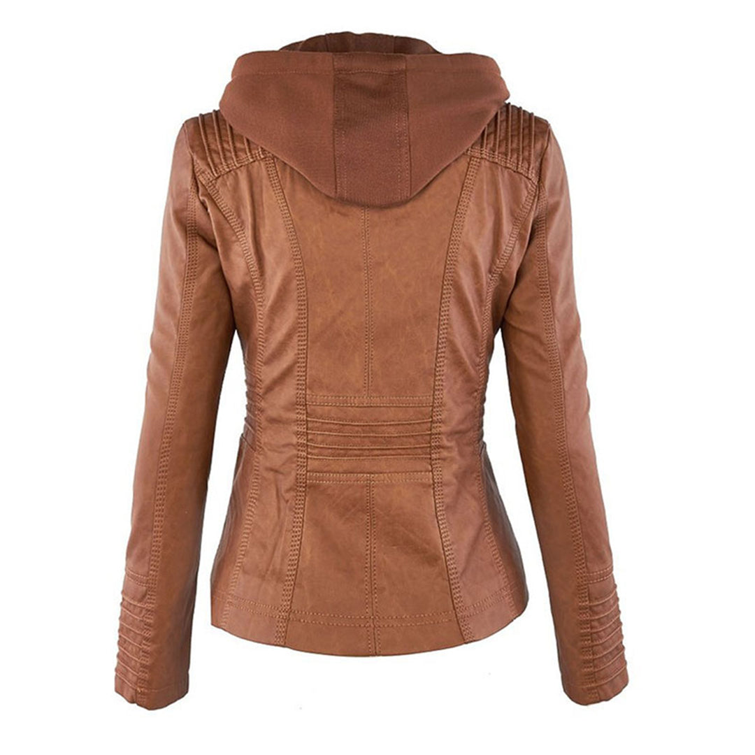 ISLA | Leather jacket with detachable hood - Liora Melbourne
