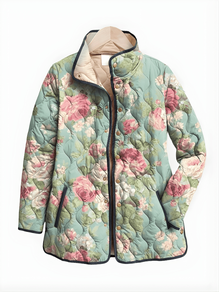 LISA | Quilted jacket with retro floral print - Liora Melbourne