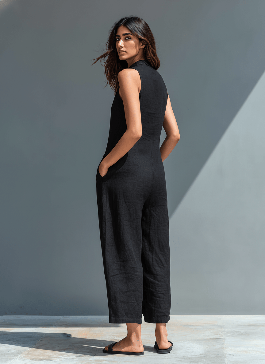 MORGAN | Sleeveless jumpsuit with high collar - Liora Melbourne